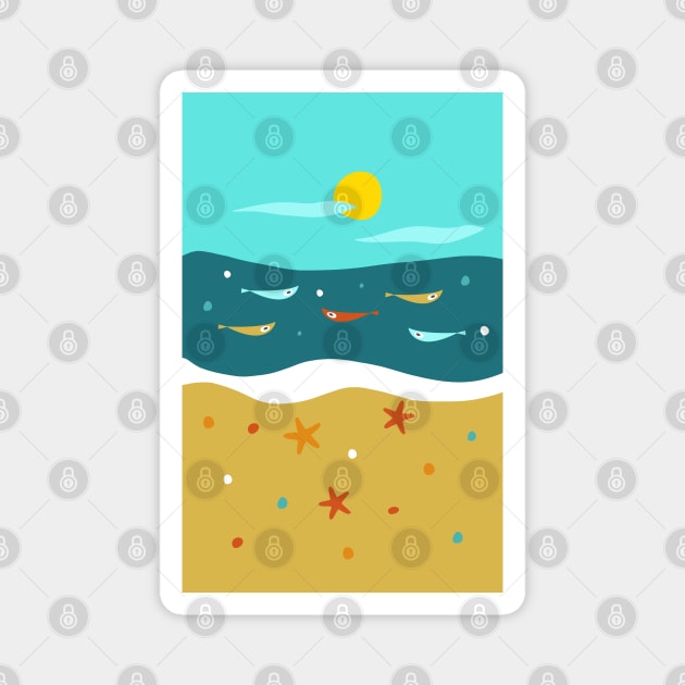 Atomic Age Mid Century Summer Beach II Magnet by tramasdesign