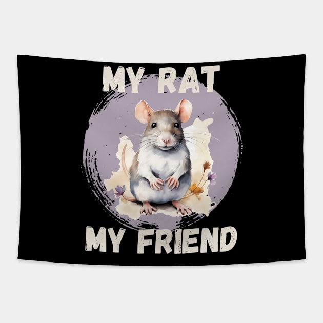 Watercolor Rat My Rat My Friend Tapestry by LenaArt