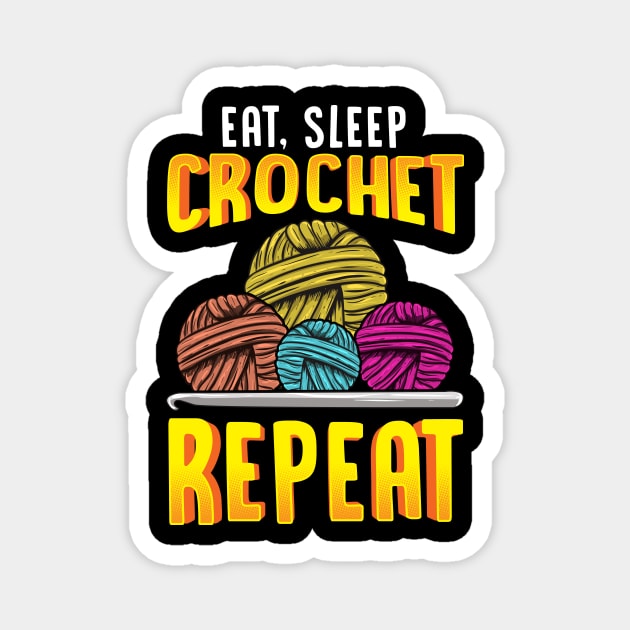 Funny Eat Sleep Crochet Repeat Cute Crocheting Magnet by theperfectpresents