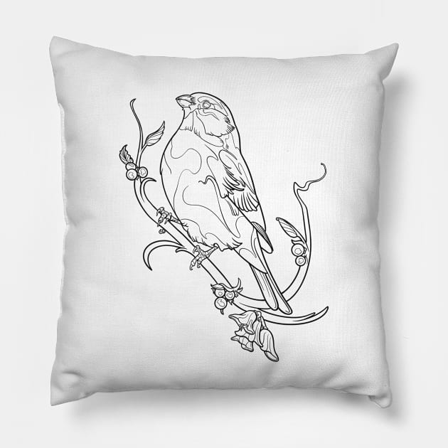 Bullfinch White Pillow by Scottconnick