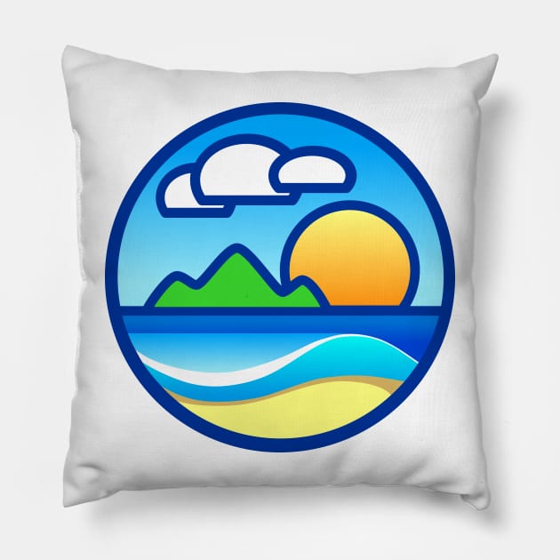 Island Tropic Wave Circle Pillow by MadTropic