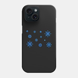 Dark Blue Faux Glitter Snowflakes Phone Case