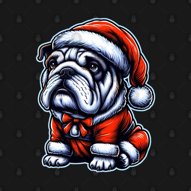 Bulldog as Santa for Christmas by cowyark rubbark