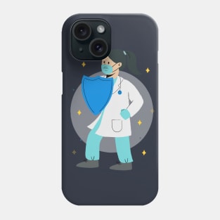 Nurse with shield against coronavirus Phone Case