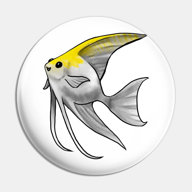 Fish - Angelfish - Gold Pearl Scale Pin by Jen's Dogs Custom Gifts and Designs