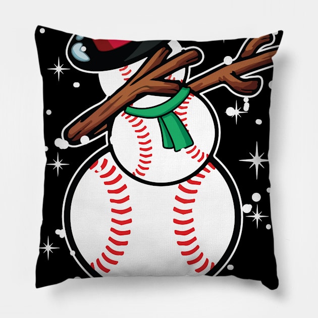 Dabbing Snowman Baseball Funny Christmas Gift Pillow by EduardjoxgJoxgkozlov