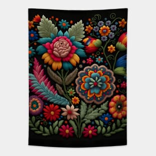 Botanical vintage Ethnic embroidery Floral design 5 Tapestry