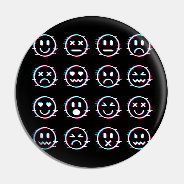 Glitch Face Mixed Emotions Pin by machmigo