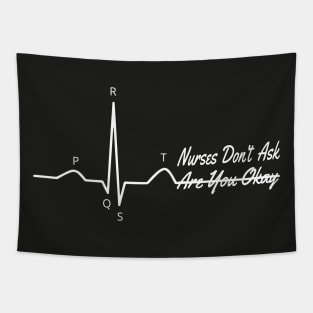 PQRST Funny Nurse Memes Electrocardiogram Wave ECG Tracing Gift for Nurses Tapestry