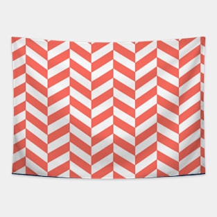 Herringbone Pattern - Living Coral Tapestry