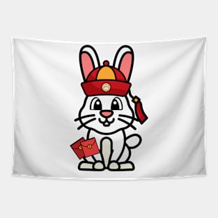 Funny rabbit celebrates lunar new year Tapestry