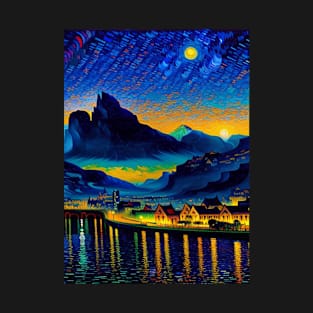 Mountain Village Landscape T-Shirt