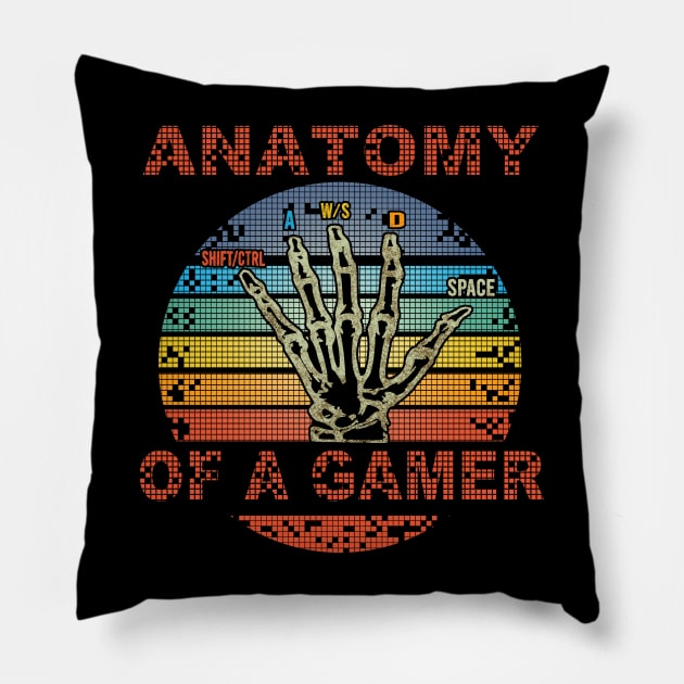 Anatomy of a Gamer Hand Skeleton Pillow by Wesley Mcanderson Jones