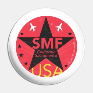 SMF Sacramento round sticker design Pin