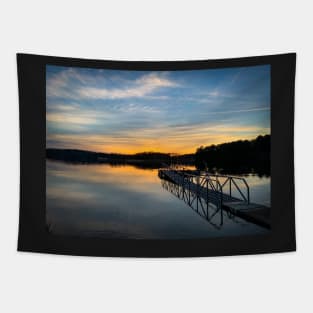 Sunset at Lake Lanier Boat Dock Tapestry