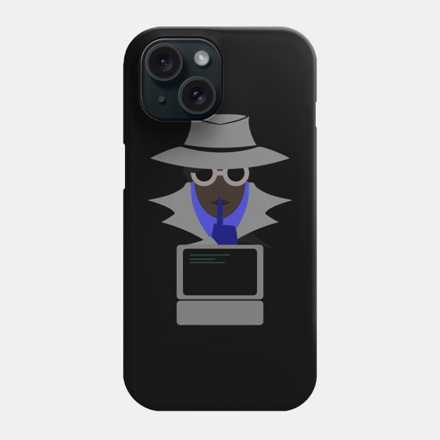 Lady Grey Shush (Afro W/Computer): A Cybersecurity Design Phone Case by McNerdic