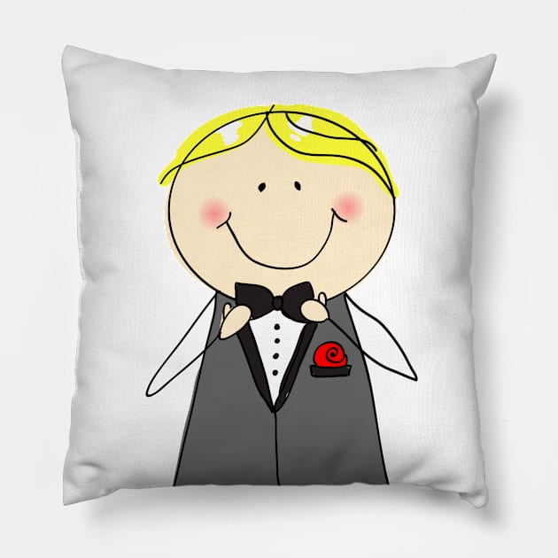 Happy doodle groom Pillow by fears