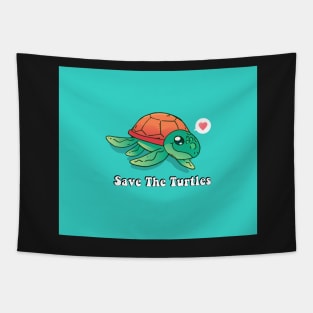 Save The Turtles Cute Sea Life Turtle Animal Social Distancing FaceMask Tapestry