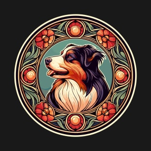 Aussie Dog  - Australian Shepherd - Art Nouveau Style T-Shirt