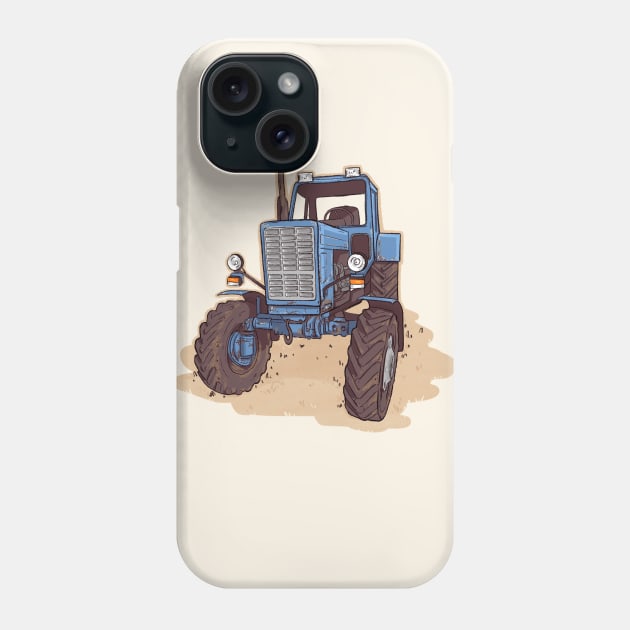 Old blue rusty tractor Phone Case by hyperactive