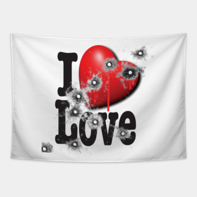 Heart Series Love Bullet Holes In Paintings Acrylic Tapestry