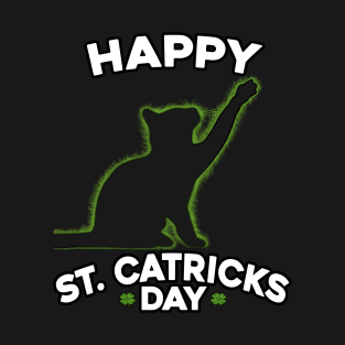 Happy St. Catricks Day - St Patricks Day Cat - Glowing Kitten T-Shirt