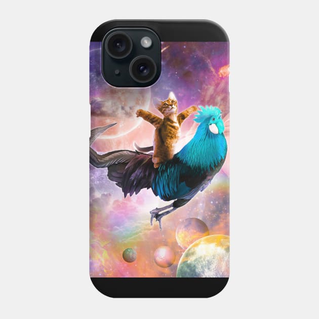 Galaxy Space Cat Riding Chicken - Rainbow Phone Case by Random Galaxy