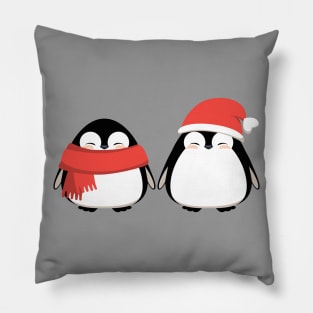 Cute penguins Christmas, winter print design. Pillow