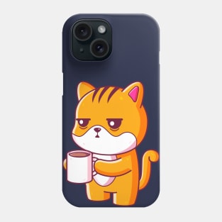 Cute cat drinking coffee Phone Case