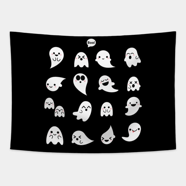 Hydro Flask sticker - Halloween funny cute kawaii sad spooky ghost | Sticker pack set Tapestry by Vane22april