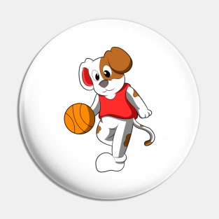 Dog at Sports with Basketball Pin