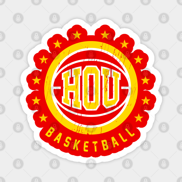 HOU Basketball Vintage Distressed Magnet by funandgames