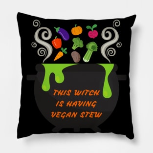 Funny Halloween Vegan Witch Stew Pillow