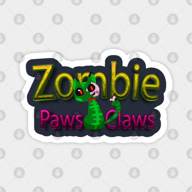 Cat Paws & Claws: Halloween meow Prints funny zombie Magnet by Mirak-store 