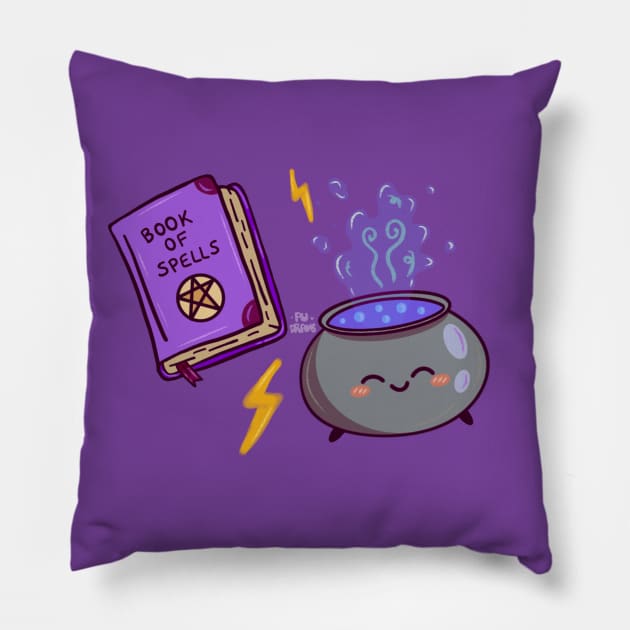 Book and cauldron Pillow by Pudraws 