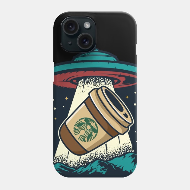 Coffe Abduction Phone Case by spacedowl