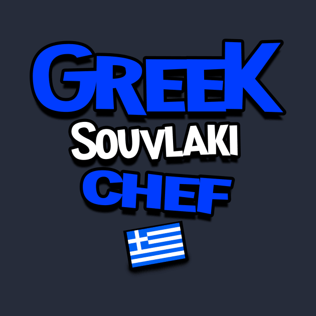 Greek souvlaki Chef. Greek flag by Jakavonis