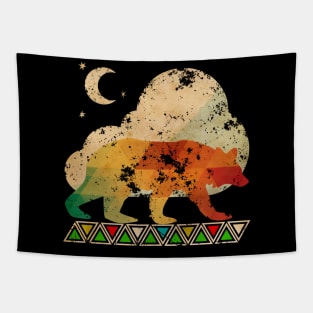 Bear vintage walking in the night Tapestry