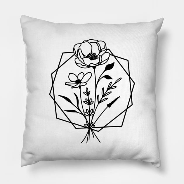 Minimal crystal flowers Pillow by Vintage Dream