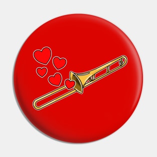 Valentines Day Trombone Player Trombonist Anniversary Wedding Musician Pin