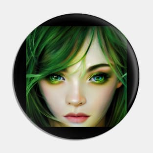 Elf Woman with Green eyes Pin