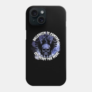 Halloween skull on a background of a colored spot on a black background Phone Case