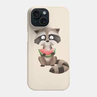 Raccoon eating watermelon Phone Case