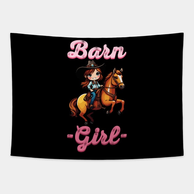 Barn Girl I Equestrian Pony Horse Fan Tapestry by biNutz