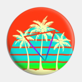 *0s Retro Beach Palm trees Sunset Pin