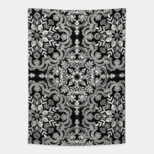 Black & White Folk Art Pattern Tapestry