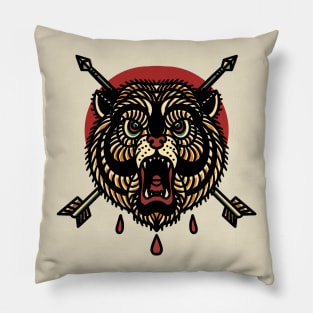 bear and arrow tattoo Pillow