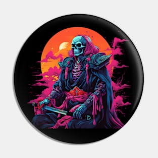 samurai skeleton vaporwave Pin