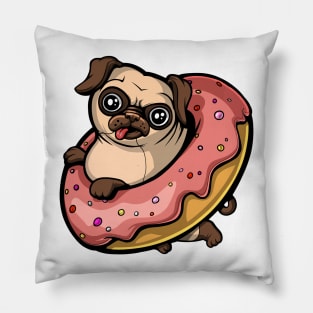 Pug Dog Riding Donut Pillow