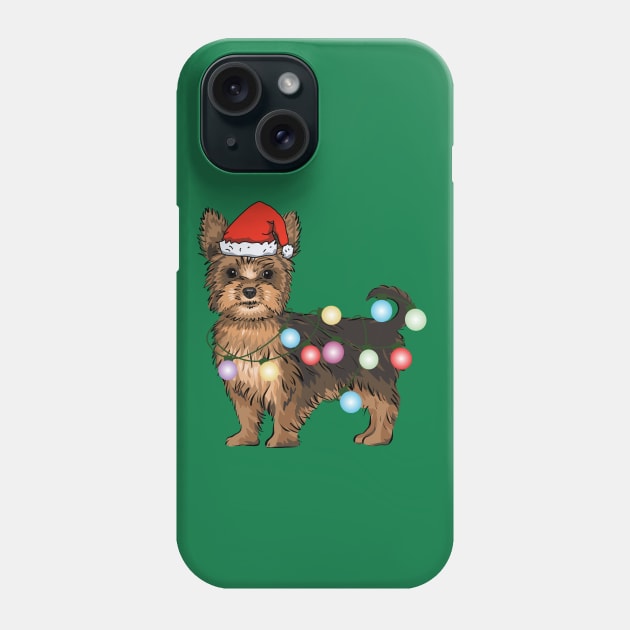 Yorkie Christmas Lights Phone Case by okpinsArtDesign